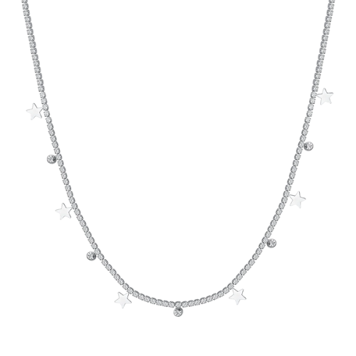 Collana Donna Luca Barra In Acciaio Con Stelle E Cristalli Bianchi 3 - Verre Gioielli Collana Donna Luca Barra In Acciaio Con Stelle E Cristalli Bianchi