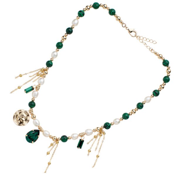 Collana Donna Ottaviani Bijoux In Metallo Dorato Con Cristalli Verdi E Bianchi 3 - Verre Gioielli Collana Donna Ottaviani Bijoux In Metallo Dorato Con Cristalli Verdi E Bianchi