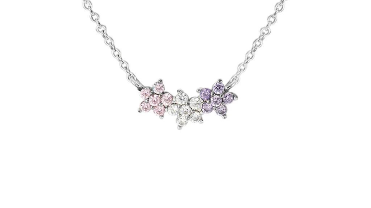 s.Oliver Collana da donna con ciondolo, 120 + 5 cm, IP, rosa in acciaio inox, vetro argento, 125 cm, 2015132, Pelle, vetro