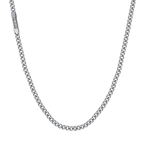 Collana Uomo Luca Barra In Acciaio Con Cristalli Bianchi