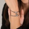 Bracciale Doppio Luca Barra Con Cuore Calamitato In Acciaio Con Zirconi Bianchi 2 Verre Gioielli - l'istituzione del gioiello