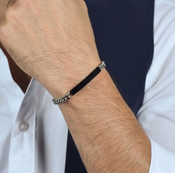 Bracciale Uomo Luca Barra In Acciaio E Targa In Ip Nero Personalizzabile 2 Verre Gioielli - l'istituzione del gioiello