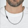 Collana Uomo Luca Barra In Acciaio Con Piastra In Ip Nero 1 Verre Gioielli - l'istituzione del gioiello
