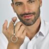 Portachiavi Uomo Luca Barra In Acciaio Con Cristalli Neri E Elemento Pendente 2 Verre Gioielli - l'istituzione del gioiello