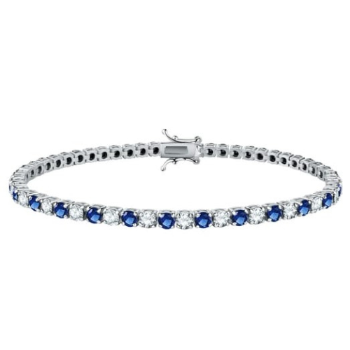 Bracciale Tennis Unisex In Argento 925 Con Pietre Blu E Bianche