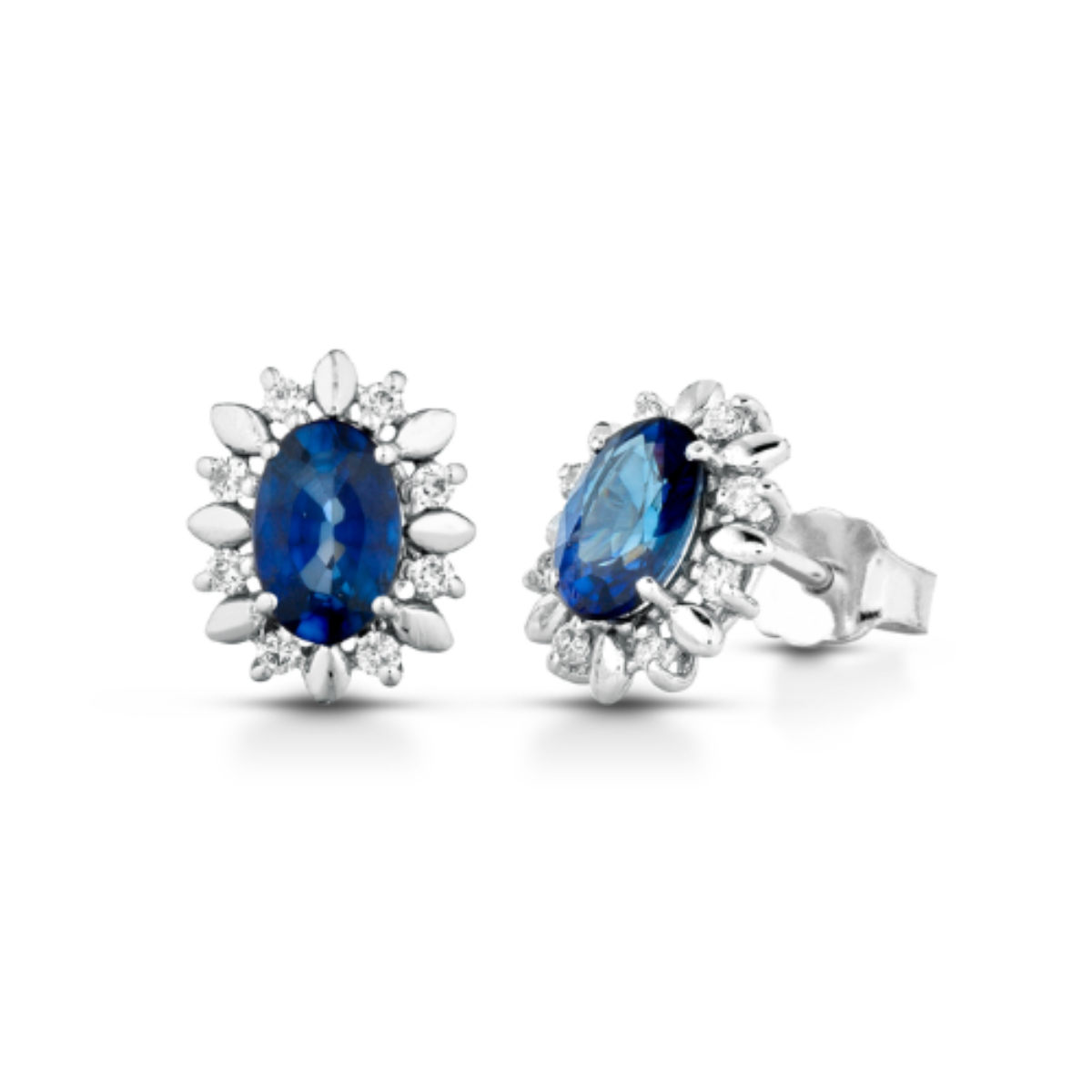 GWG Jewellery Orecchini Pendenti Placcati Oro Bianco 18K Goccie Ornate con Pietre Scintillanti e Cristalli Rosa Zaffiro in Confezione Regalo per Donne