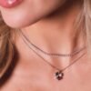 Collana Donna Amen In Argento 925 A Quadrifoglio Con Zirconi Bianchi E Rosso 1 Verre Gioielli - l'istituzione del gioiello