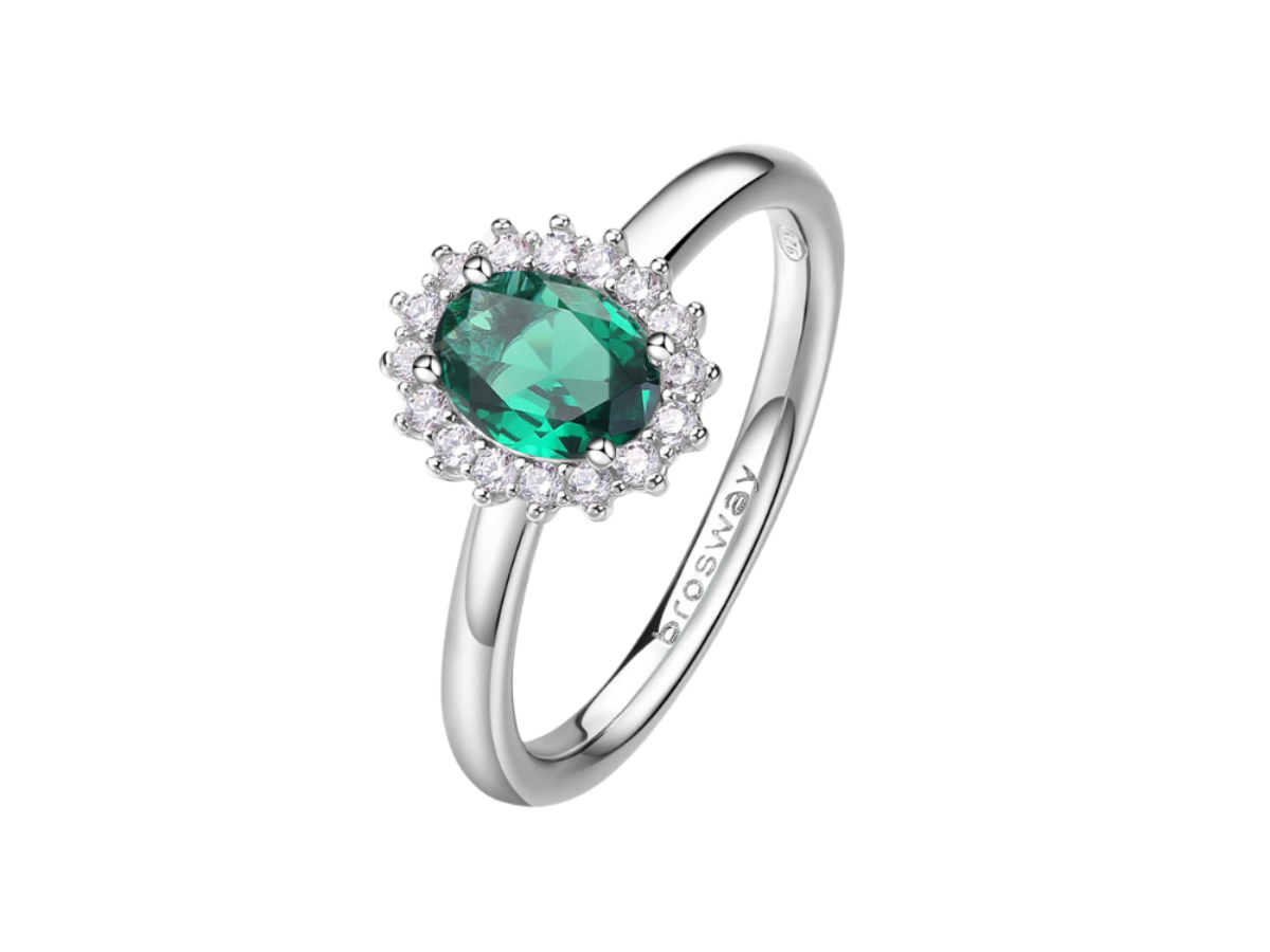 Anello Cinturino Opale Verde Kiwi Argento Gioiello Donna - Taglie 6-10