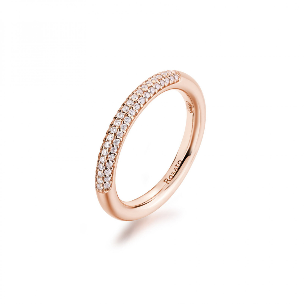 Anello Regolabile J.Fée In Argento 925 Con Zirconi 5A – Oro Rosa, Elegante Regalo Per Fidanzamento O Promessa
