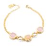 Bracciale Donna Boccadamo In Bronzo Placcato Oro Giallo Con Cristallo Rosa E Pesca