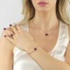 Bracciale Donna Boccadamo In Bronzo Placcato Oro Rosa Con Cristallo Rosso E Zirconi Bianchi