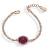 Bracciale Donna Boccadamo In Bronzo Placcato Oro Rosa Con Cristallo Rosso E Zirconi Bianchi