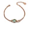 Bracciale Donna Boccadamo In Bronzo Rosato A Catena Rolò Con Cristallo Verde Ametista