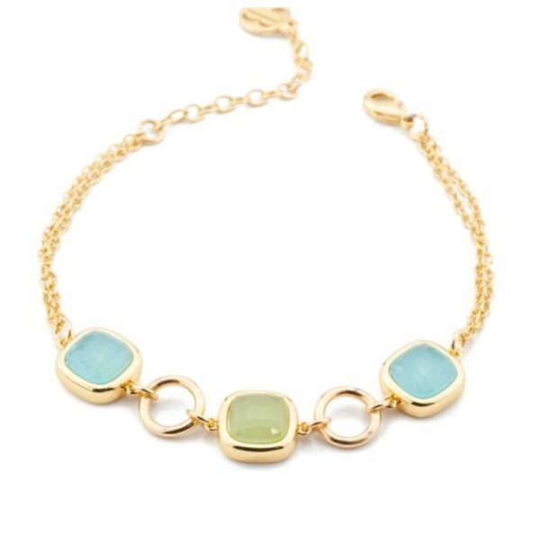 Bracciale Donna Boccadamo Placcato Oro Giallo Con Cristalli Azzurri E Verde 3 - Verre Gioielli Bracciale Donna Boccadamo Placcato Oro Giallo Con Cristalli Azzurri E Verde