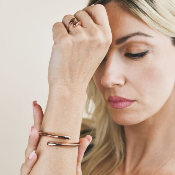 Bracciale Donna Boccadamo Rigido In Bronzo Placcato Oro Rosa 1 Verre Gioielli - l'istituzione del gioiello