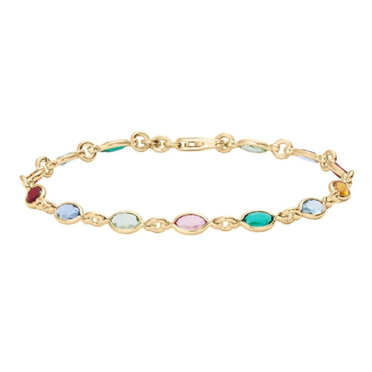Bracciale Glam In Acciaio Oro 18Kt Con Cristalli Colorati - SINGULARU (19 Cm)