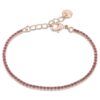 Bracciale Donna Tennis In Acciaio Rosato Con Cristalli Rosa