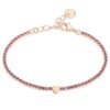 Bracciale Donna Tennis In Acciaio Rosato Con Cristalli Rosa E Cuoricino