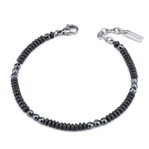 Bracciale Uomo Boccadamo Man In Acciaio Con Ematite Nera E Grigia