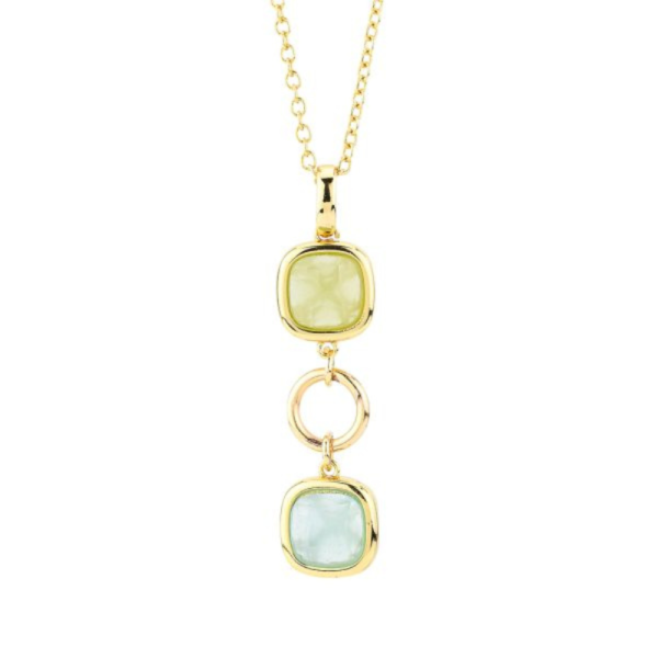 Collana Donna Boccadamo Placcata Oro Giallo Con Cristallo Azzurro E Verde 3 - Verre Gioielli Collana Donna Boccadamo Placcata Oro Giallo Con Cristallo Azzurro E Verde