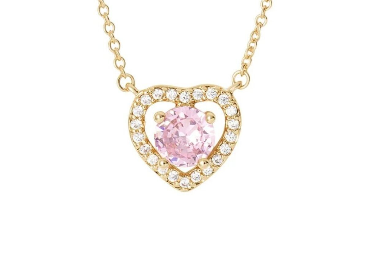 Collana Donna Con Ciondolo Cuore - Acciaio Inox Placcato Oro 18kt, Catena Scorrevole