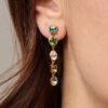 Orecchini Donna Brosway Pendenti In Acciaio Placcati Oro Giallo 14 Kt Con Cristalli Multicolor 1 Verre Gioielli - l'istituzione del gioiello
