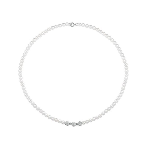Collana Donna Kioto Con Perle E Sfere Swarovski E Oro Bianco 18 Kt 3 - Verre Gioielli Collana Donna Kioto Con Perle E Sfere Swarovski E Oro Bianco 18 Kt