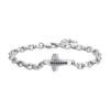 Bracciale Uomo Luca Barra In Acciaio Con Croce E Zirconi Neri