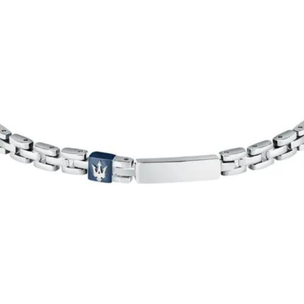 Bracciale Uomo Maserati In Acciaio Silver Con Ip Blu E Piastra 2 Verre Gioielli - l'istituzione del gioiello