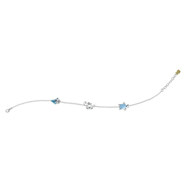 Bracciale Bambina Nanan In Argento 925 Placcato Oro Bianco 18 Kt E Elementi Marini