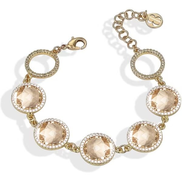 Bracciale Donna Boccadamo In Bronzo E Pvd Oro Con Pietre Champagne E Zirconi Bianchi 3 - Verre Gioielli Bracciale Donna Boccadamo In Bronzo E Pvd Oro Con Pietre Champagne E Zirconi Bianchi