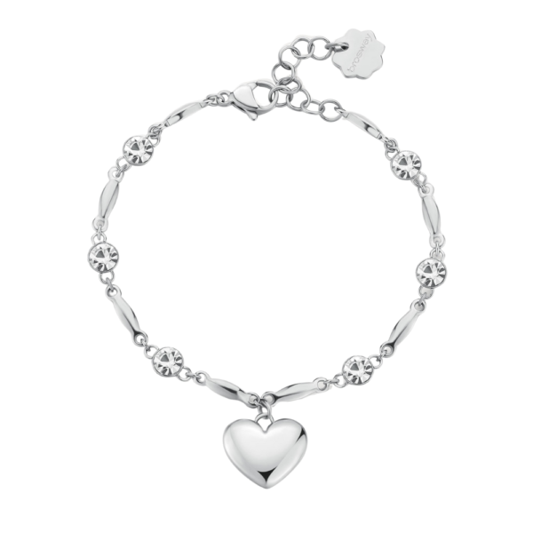 Bracciale Donna Brosway In Acciaio Con Cuore Pendente E Cristalli Bianchi