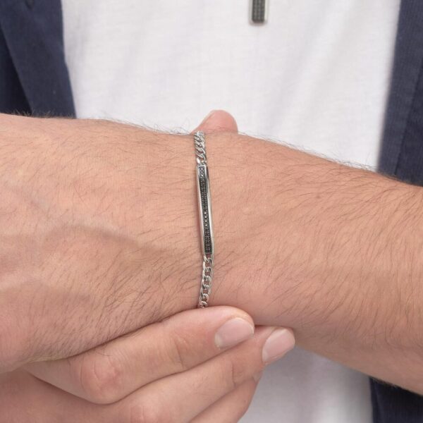 Bracciale Uomo Brosway In Acciaio Con Zirconi Neri 2 Verre Gioielli - l'istituzione del gioiello