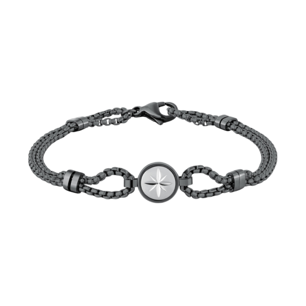 Bracciale Uomo Brosway In Acciaio Nero E Reutenio Con Rosa Dei Venti