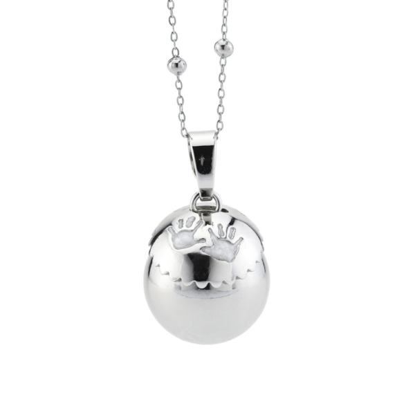 Collana Donna Mya Boccadamo Chiama Angeli In Acciaio E Bronzo Con Boule Sonora E Manine 3 - Verre Gioielli Collana Donna Mya Boccadamo Chiama Angeli In Acciaio E Bronzo Con Boule Sonora E Manine