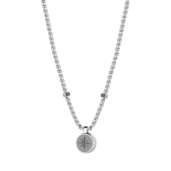 Collana Uomo Brosway In Acciaio Silver E Reutenio Con Rosa Dei Venti