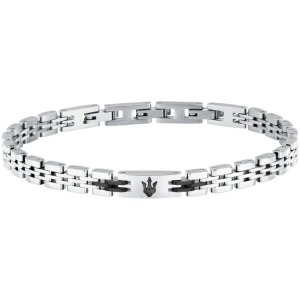 Bracciale Uomo Maserati In Acciaio Silver E Nero Iconic