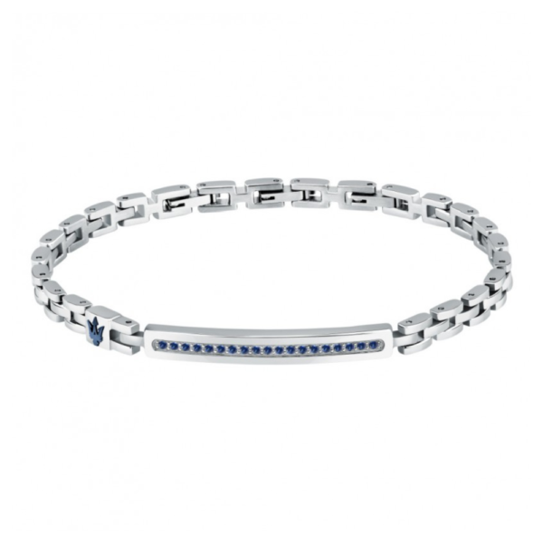 Bracciale Uomo Maserati In Acciaio Silver E Zirconi Blu