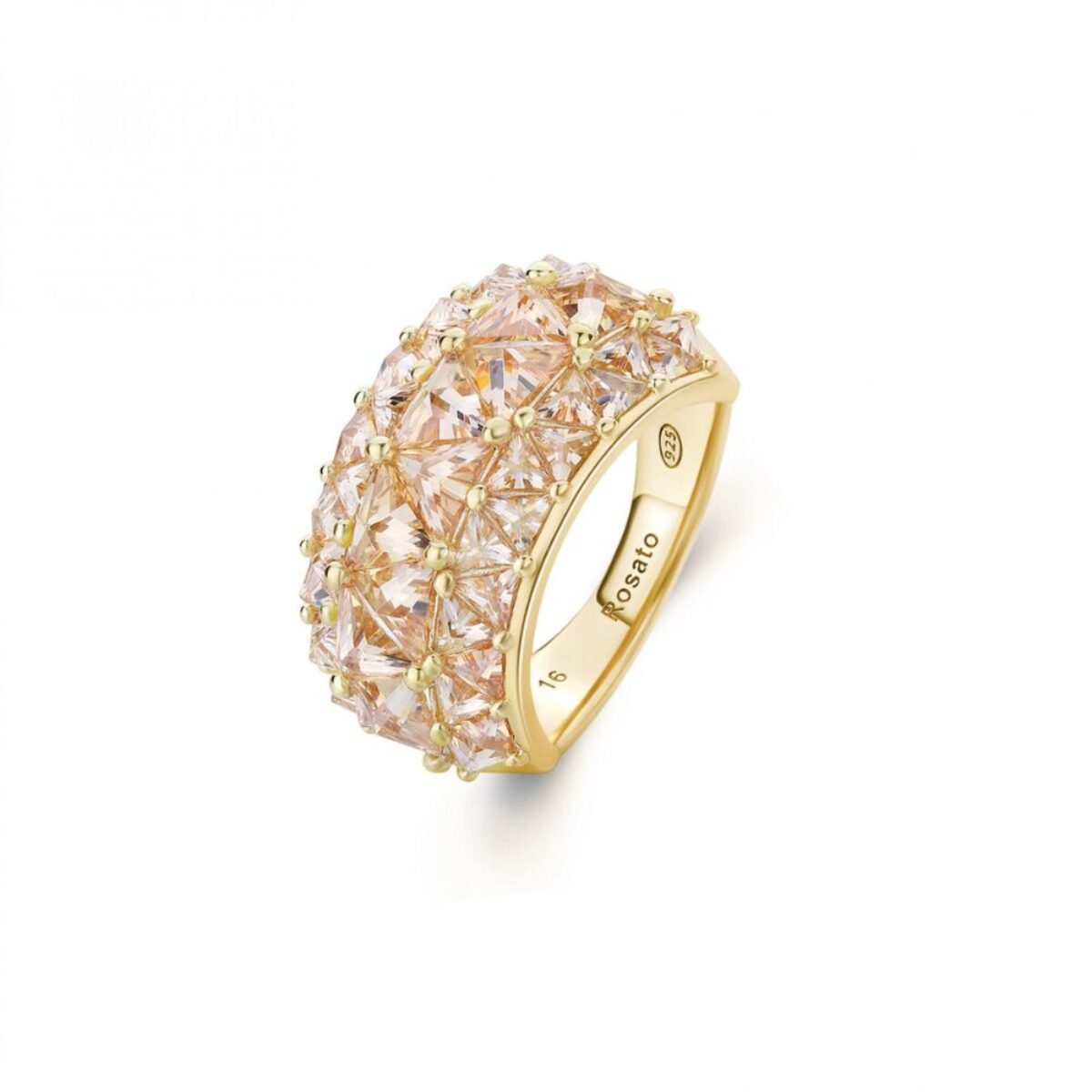 Anello Da Punta Regolabile In Argento 925 Placcato Oro Rosa, Foglia Bianca, Donna