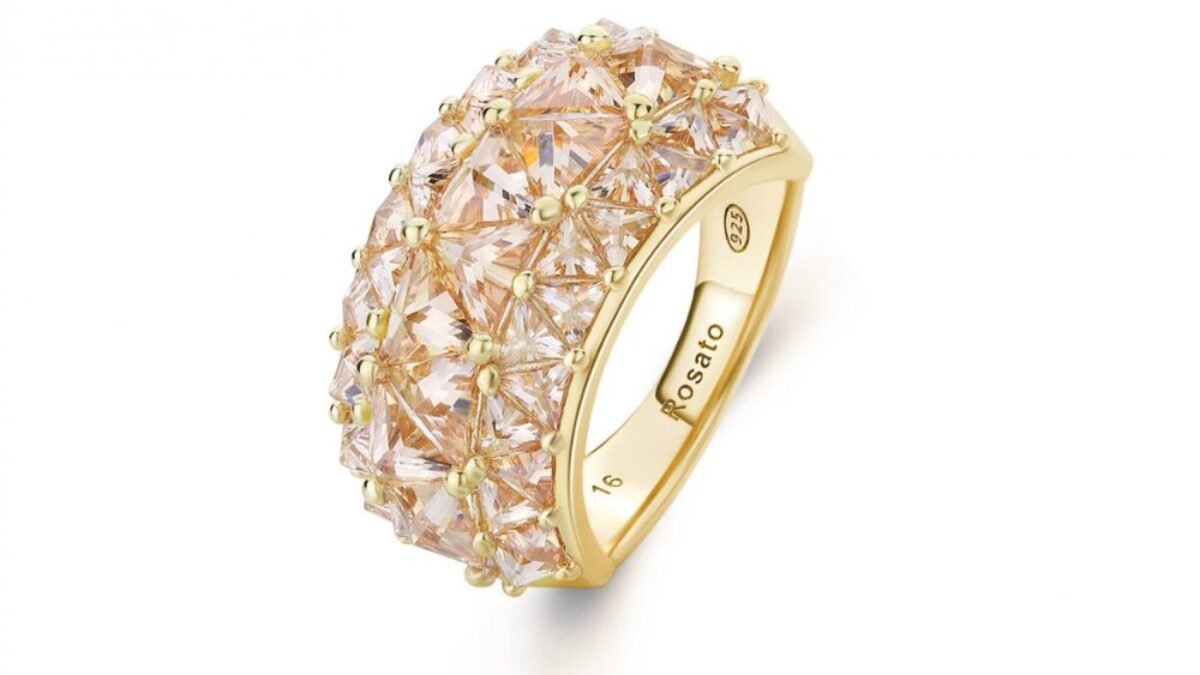 Anello Cuore Champagne Placcato Oro Rosa Con Zirconia – Argento 925 – Taglie 3-10 – Sac Silver - Foto 4