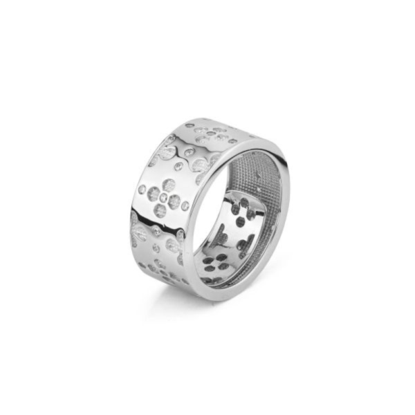 Anello Donna Boccadamo In Bronzo Silver Con Decoro Floreale E Zirconi Bianchi