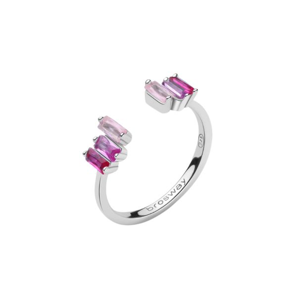 Anello Donna Brosway In Argento 925 Con Cubic Zirconia Rosa Baguette Fancy