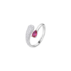 Anello Donna Brosway In Argento 925 Con Cubic Zirconia Rosso A Goccia E Pavè Di Zirconi Bianchi Fancy