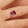 Anello Donna Brosway In Argento 925 Con Cubic Zirconia Rossi A Goccia Fancy 1 Verre Gioielli - l'istituzione del gioiello