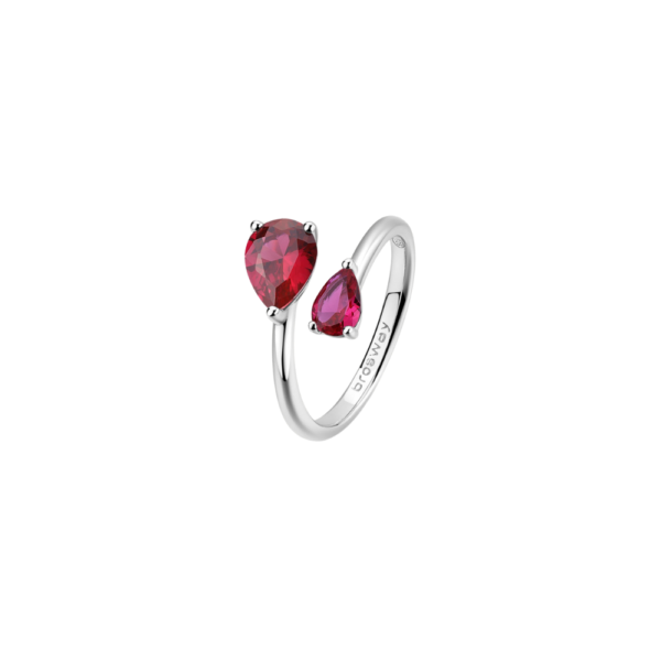 Anello Donna Brosway In Argento 925 Con Cubic Zirconia Rosso A Goccia Fancy