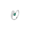 Anello Donna Brosway In Argento 925 Con Cubic Zirconia Verde A Goccia E Pavè Di Zirconi Bianchi Fancy