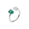 Anello Donna Brosway In Argento 925 Con Cubic Zirconia Verde Baguette E Quadrato Bianco Fancy