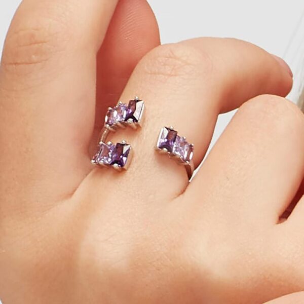 Anello Donna Brosway In Argento 925 Con Cubic Zirconia Viola Baguette Fancy 1 Verre Gioielli - l'istituzione del gioiello