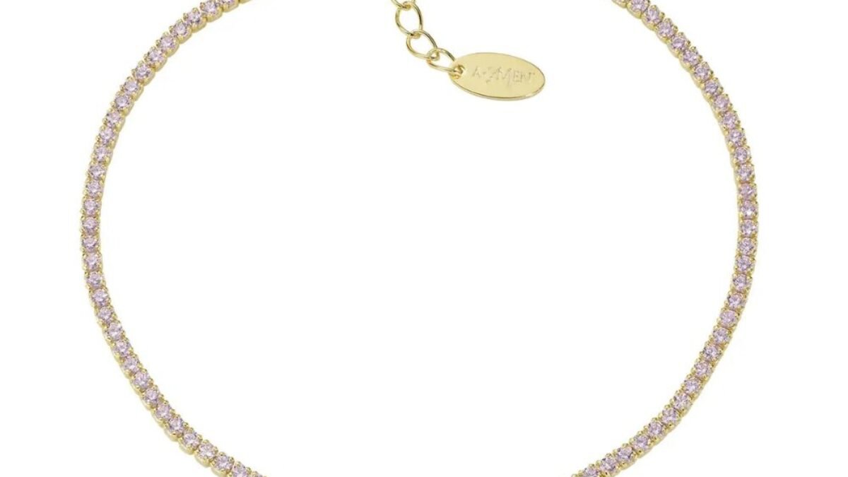 AMEN Bracciale Tennis In Argento 925 Con Zirconi Verdi E Bianchi – Gioiello Donna Regolabile, Eleganza Contemporanea