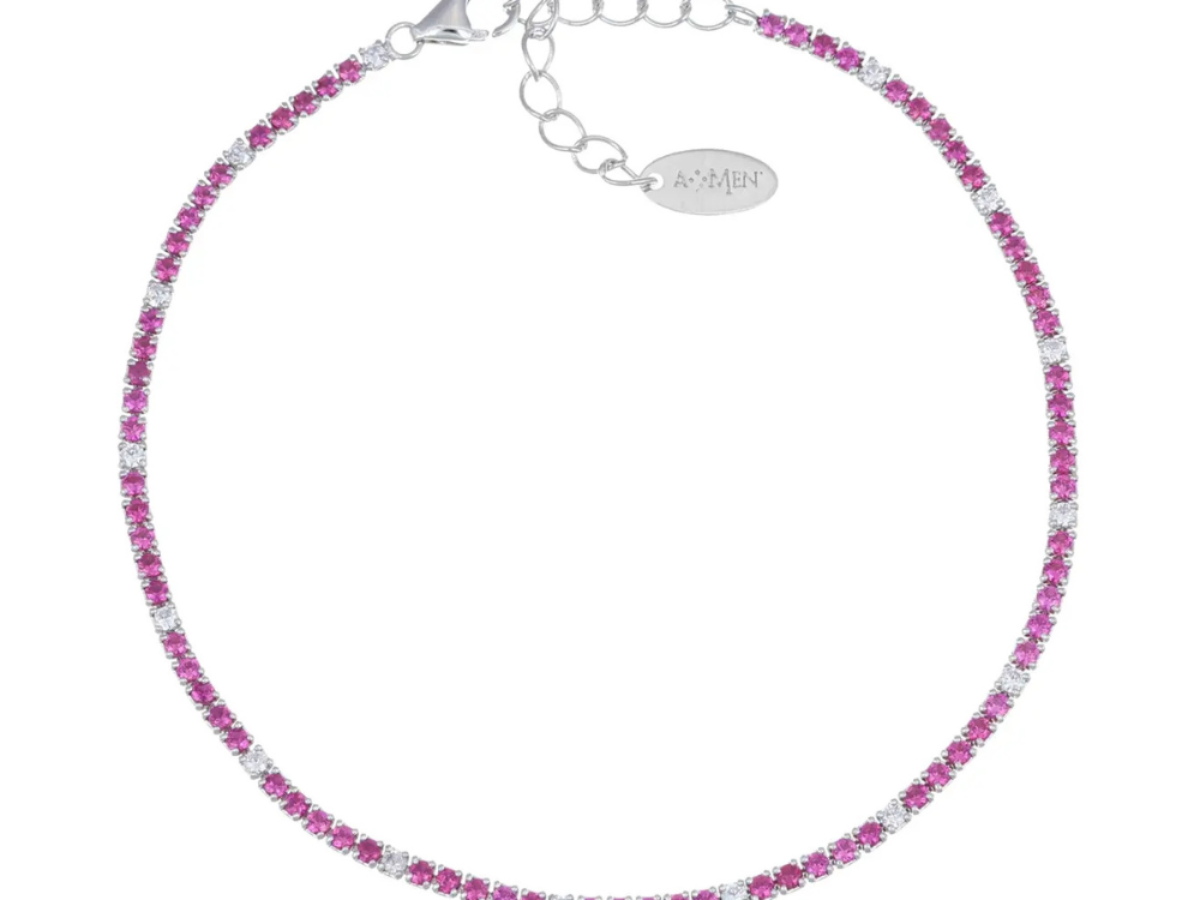 Bracciale Tennis in Argento Rosè Zirconi Lilla